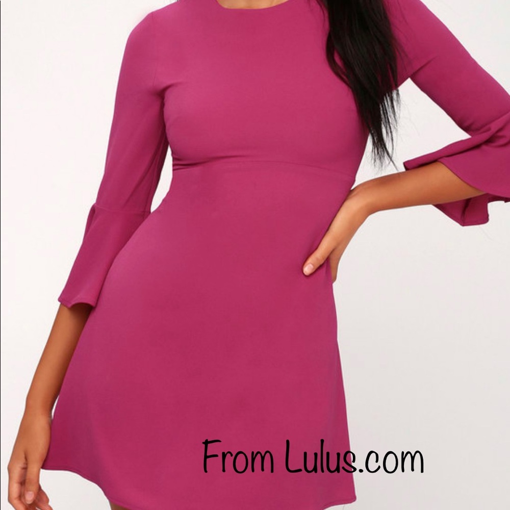 MAGENTA FLOUNCE SLEEVE DRESS 👗💃🏽